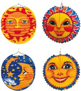 Lampion Sonne & Mond & Sterne sort. 25cm
