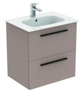 IDS Waschtisch/Möbel-Paket i.life A 60cm, Griff Schwarz Greige matt IDEAL STANDARD