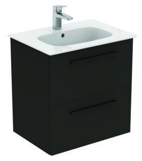 IDS Waschtisch/Möbel-Paket i.life A 60cm, Griff Schwarz Carbongrau matt IDEAL STANDARD
