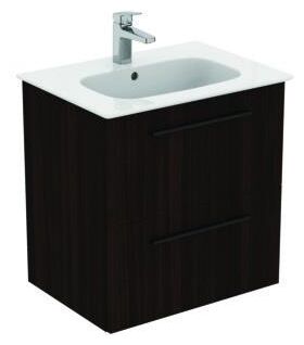 IDS Waschtisch/Möbel-Paket i.life A 60cm, Griff Schwarz Coffee Oak IDEAL STANDARD