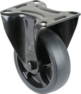 Bockrolle D.100mm Trgf.110kg Bockrollen Gum.Platte L104xB80mm Farbe Rl.schwarz