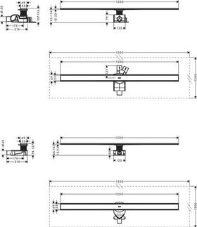 HG Duschrinne RainDrain Allround Komplettset 1200mm