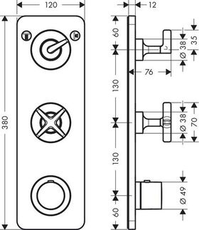 Thermostatmodul AXOR CITTERIO E DN 20, Unterputz 38x12 polished red gold