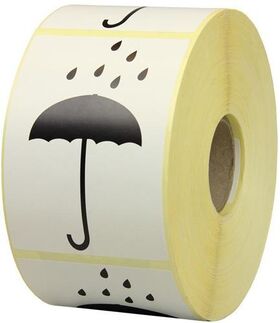 Warnetiketten Maße 75x105mm Papier weiß Symbol Vor Nässe schützen TRANSPAK