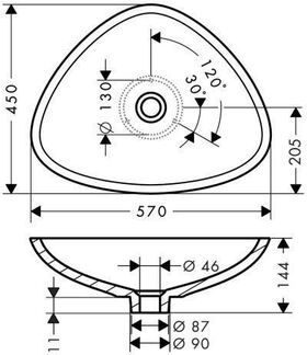 Waschschüssel AXOR MASSAUD Aufsatzbecken 600mm weiß