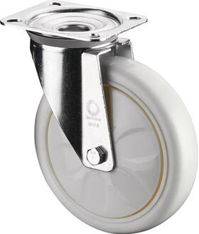 Lenkrolle D.125mm Trgf.300kg Ku.Platte L138xB109mm Farbe Rl.weiß BS ROLLEN