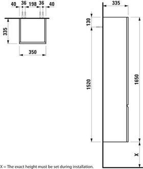 Laufen Hochschrank LAUFEN PRO 350x1650x335mm Scharnier rechts graphit