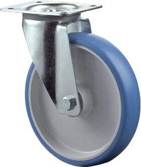 Lenkrolle D.125mm Trgf.150kg PU Platte L104xB80mm Farbe Rl.blau BS ROLLEN