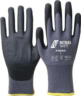 Handschuhe 8700ESD3D Gr.9 grau/schwarz EN 388/EN 407/EN 16350 PSA II NITRAS - VPE: 12