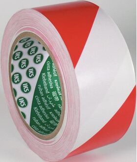 Bodenmarkierungsband F33 PVC rot/weiß L.33m B.50mm Rl.IKS