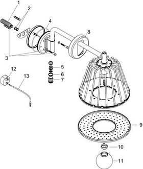 LampShower 1jet AXOR DN 15 m Brause desig by Nendo bru nickel