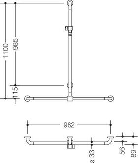 Hewi Duschhandlauf SERIE 801 se 1100mm waagerecht 962mm tiefschwarz