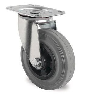 Lenkrolle D.200mm Trgf.205kg m.Platte PP Rollenlager VG grau PROMAT