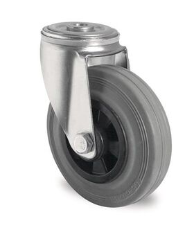 Lenkrolle D.200mm Trgf.205kg Rückenlochbefestigung PP Rollenlager VG grau PROMAT