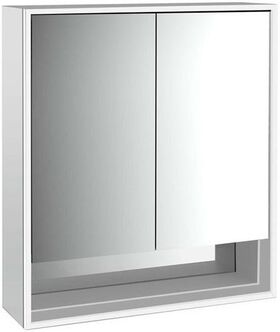 Emco LED-Lichtspiegelschrank LOFT AP 600x733mm 2-tü Unterf. alu/spiegel EMCO