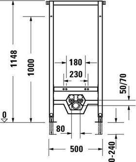 Duravit Wand-Bidet-Element DURASYSTEM 500x1148mm, Trockenbau