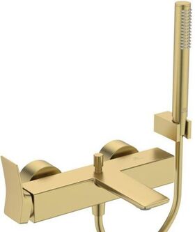 IDS Einhebel-Badearmatur CHECK AP, DN 15, mit Brause-Set brushed gold IDEAL STANDARD