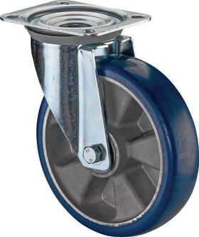 Lenkrolle D.250mm Trgf.350kg Lenkrollen PU Platte L135xB110mm Farbe Rl.blau