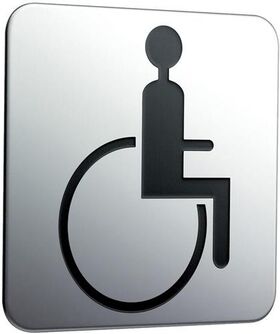 Emco Türschild SYSTEM 2 zum Aufkleben, Rollstuhlfahrer chrom EMCO