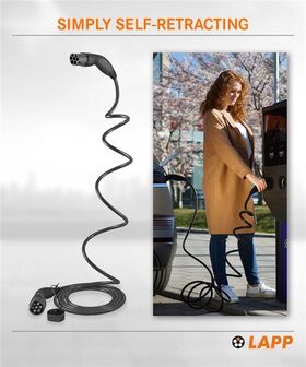 Selbstaufrollendes Ladekabel Typ 2, bis zu 11 kW, 5 m, schwarz- VPE: 1