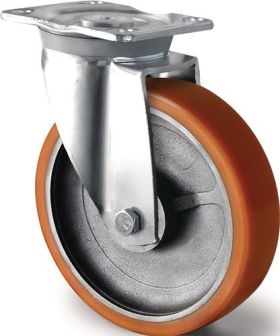 Schwerlastlenkrolle D.125mm Trgf.700kg Lenkrolle Guß-PU 135mm 110mm TECWERK
