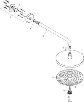 HG Kopfbr RAINDANCE SELECT S 240 2jet DN 15, mit Brausearm 390mm weiß/chrom