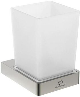 IDS Zahnputzglas CONCA eckig, mit Wandhalter silver storm IDEAL STANDARD