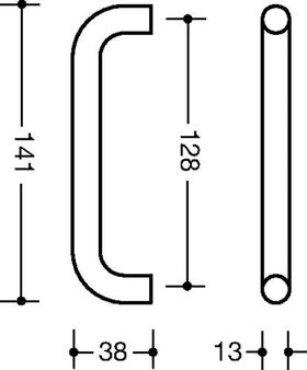 Möbelgriff PA 92 grau ma 128mm D.13mm HEWI