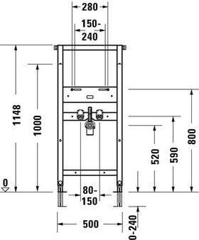 Duravit Waschtisch-Element DURASYSTEM 500x1148mm, Standard, Trockenbau
