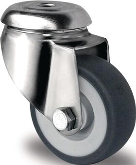 Lenkrolle D.50mm Trgf.50kg Rückenloch PP Gleitlager VA TPE grau PROMAT