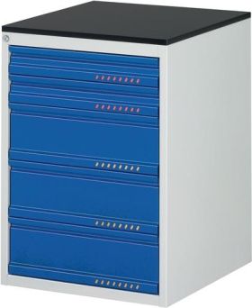Schubladenschrank BK 650 H820xB580xT650mm grau/blau 5 Schubl.Einfach.TECWERK