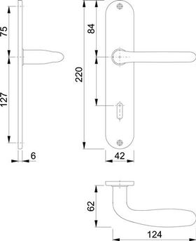 Langschildgarnitur Cardiff E1850Z/302 VA F69 OB 72mm DIN L/R HOPPE
