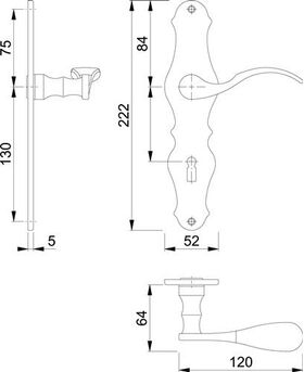 Langschildgarnitur Weimar M112SLN/2007 MS F73 BB 72mm DIN L/R HOPPE