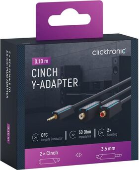 3,5-mm-AUX-auf-Cinch-Adapterkabel, stereo, 0.1m- VPE: 1