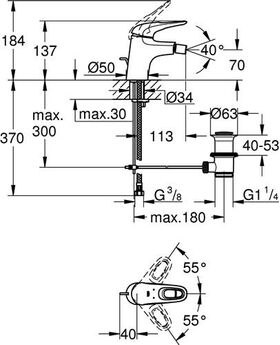 GROHE Einhand-Bidetbatterie Eurostyle 1/2Zoll mo wh