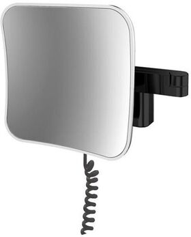 Emco LED-Rasier-/Kosmetikspiegel EVO ec 209x209mm 2-arm 5-f. Kabel schwarz EMCO
