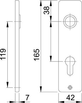 Kurzschildpaar 202KP/AP Alu.F1 PZ HOPPE