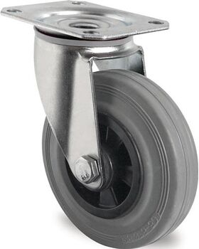 Lenkrolle D.80mm Trgf.70kg m.Platte PP Rollenlager VG grau PROMAT