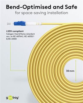 Glasfaserkabel (FTTH), Singlemode (OS2) Yellow, (Simplex), 0,5 m, 0.5m- VPE: 1