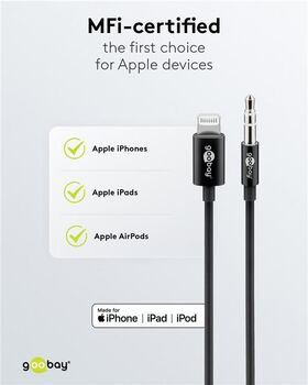 Apple Lightning Audio-Anschlusskabel (3,5 mm), 1 m, schwarz, 1m- VPE: 1