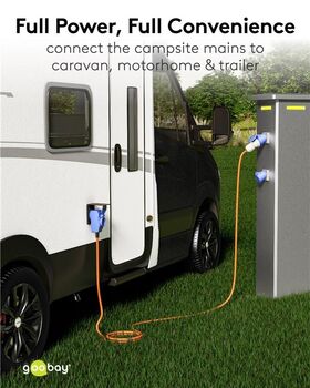 CEE-Adapterleitung, CEE-Stecker auf 90° CEE-Kupplung und Schutzkontakt-Kupplung, 1,5 m, 1.5m- VPE: 1
