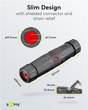 Outdoor (IP68) Netzwerkkabel-Verbinder, CAT 6 UTP ungeschirmt- VPE: 1