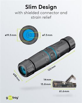 Outdoor (IP68) Netzwerkkabel-Verbinder, CAT 6A UTP ungeschirmt- VPE: 1