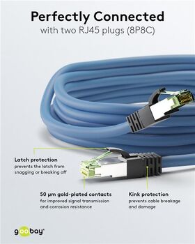 CAT 8.1 Patchkabel, S/FTP (PiMF), blau, 1m- VPE: 1