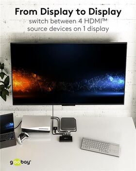HDMI™-Umschaltbox 4 auf 1 mit Audio-Ausgang- VPE: 1