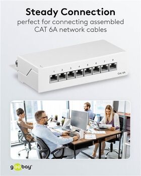 CAT 6a Mini Desktop-Patchpanel, 8 Port, (1 HE), Weiß- VPE: 1