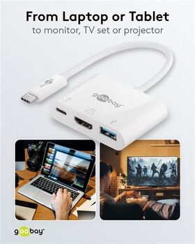 USB-C™ Multiport-Adapter auf HDMI™, PD, weiß- VPE: 1
