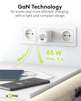 USB-C™ PD GaN Multiport-Schnellladegerät Nano (65 W) weiß, weiß- VPE: 1
