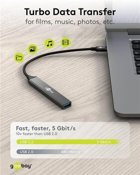 Slim 4-Port USB-Hub, USB-C™ auf USB-A, 5 Gbit/s- VPE: 1
