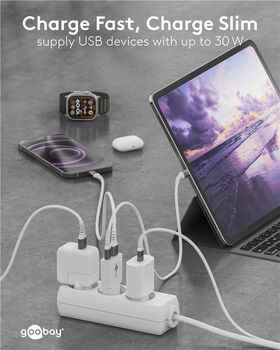 USB-C™ PD GaN Dual-Schnellladegerät Slim (30 W) weiß, weiß- VPE: 1